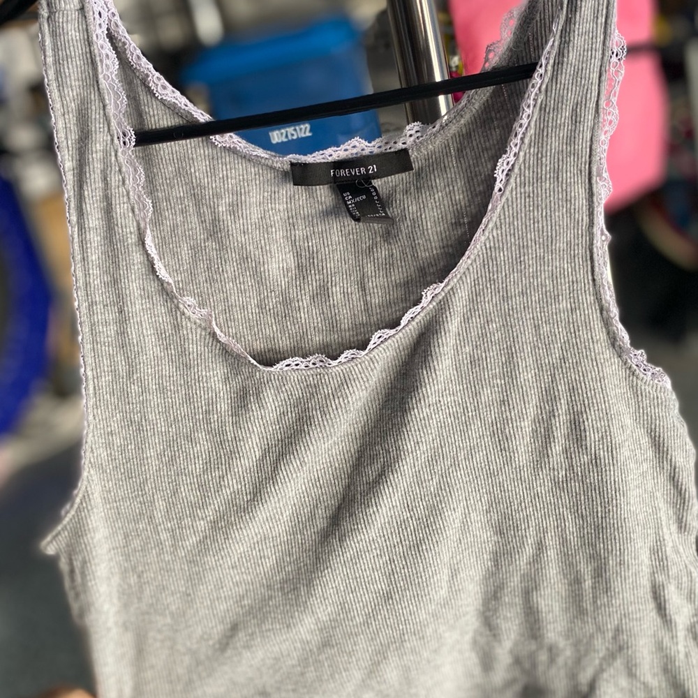 Forever 21 Gray Ribbed Knit Top